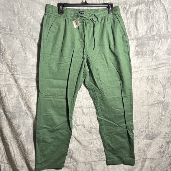 J. Crew Factory Pants - J. Crew pants women’s NWT 12T green linen cotton blend pants pull on lightweight